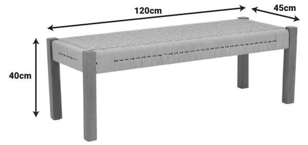 Градинска пейка Uma Boho Pako World Natural 120x45x40 cm