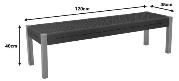 Градинска пейка Uma Boho Pako World Black 120x45x40 cm