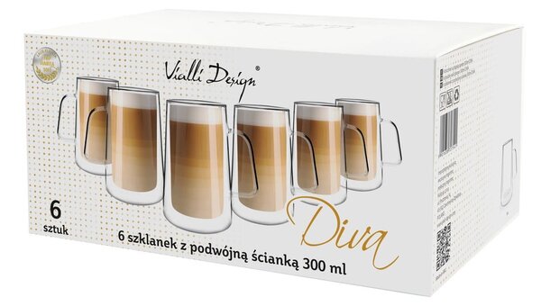 Комплект от 6 чаши с двойна стена , 300 ml Diva - Vialli Design