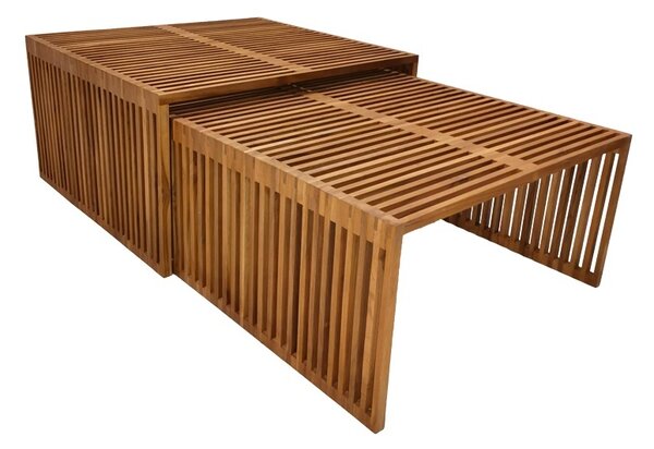 Комплект от 2 градински маси за подреждане Tinnie Boho Pako World Natural 86x80x46 cm
