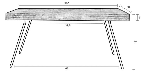 Трапезна маса от тиково дърво 90x200 cm Suri - White Label