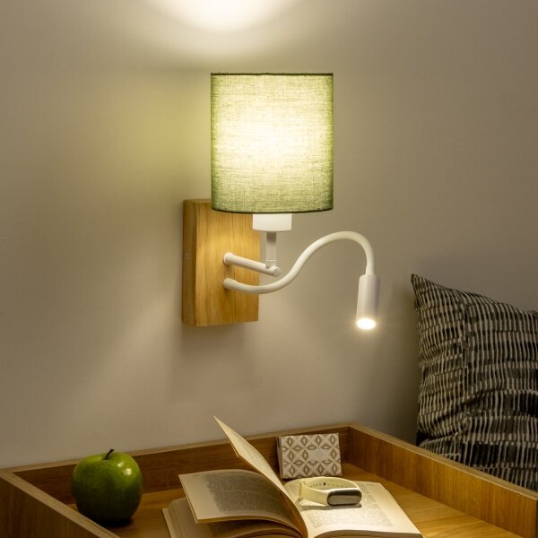 Brilagi - LED Аплик NUBILA WOOD 1xE27/25W/230V + LED/3W дъб/зелен