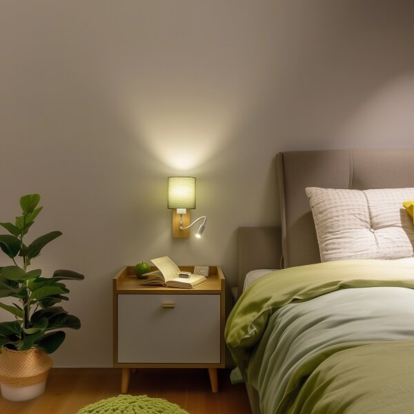 Brilagi - LED Аплик NUBILA WOOD 1xE27/25W/230V + LED/3W дъб/зелен