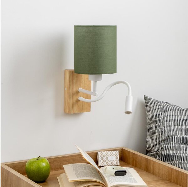 Brilagi - LED Аплик NUBILA WOOD 1xE27/25W/230V + LED/3W дъб/зелен