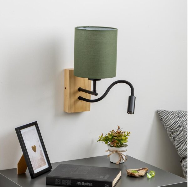 Brilagi - LED Аплик NUBILA WOOD 1xE27/25W/230V + LED/3W дъб/зелен