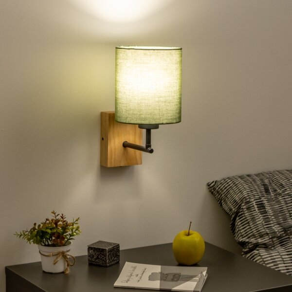 Brilagi - Аплик NUBILA WOOD 1xE27/25W/230V дъб/зелен
