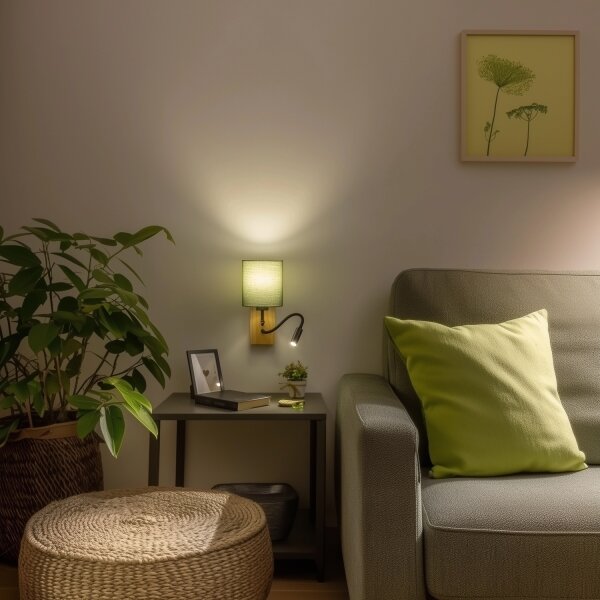 Brilagi - LED Аплик NUBILA WOOD 1xE27/25W/230V + LED/3W дъб/зелен