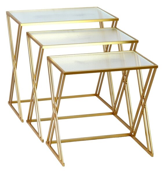 Комплект от 3 масички за кафе Pitche Pako World Golden 80x37x123 cm