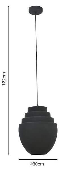 Плафон kelsy e27 черен метал d30x122см