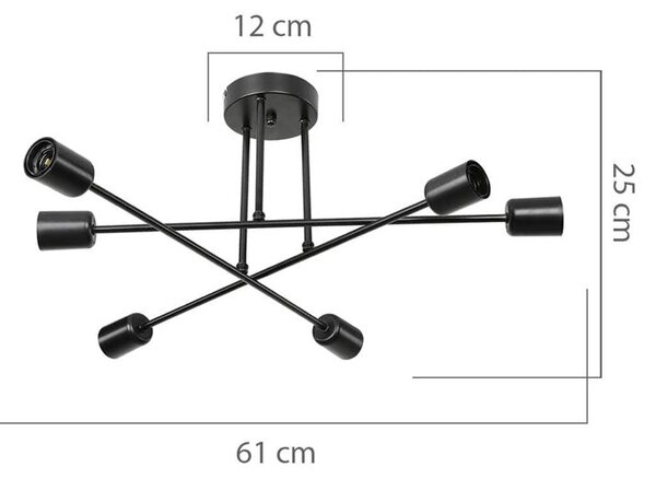 Плафон PWL-1122 Ε27 черен D61x25cm