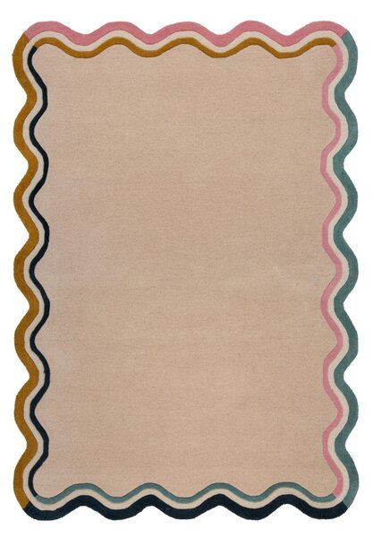 Вълнен вълнен килим с мидички в кремав цвят 120x170 cm, Flair Rugs