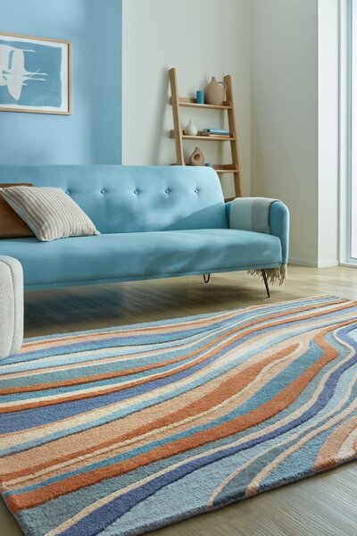 Абстрактен килим Flow Abstract Flow Blue 120x170 cm, Flair Rugs