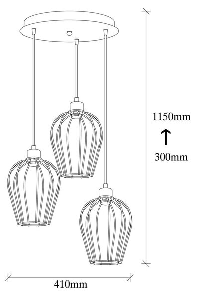 Черна висяща лампа за 3 крушки Tel - Opviq lights