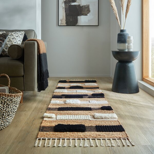 Кръстосан килим Medina Blocks Black 60x230 cm, Flair Rugs