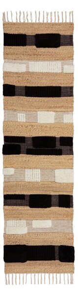 Кръстосан килим Medina Blocks Black 60x230 cm, Flair Rugs