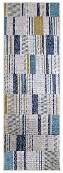 Килим Rosco Geo Outdoor Geo Outdoor Blue 80x230 cm, Flair Rugs