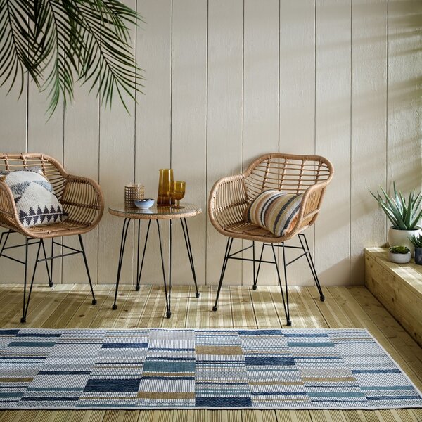 Килим Rosco Geo Outdoor Geo Outdoor Blue 80x230 cm, Flair Rugs