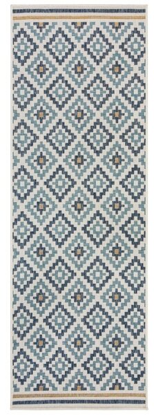 Килим Zia Trellis Outdoor Blue 80x230 cm, Flair Rugs