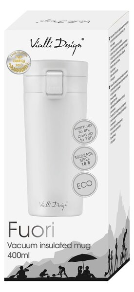 Бял термос за пътуване , 400 ml Fuori - Vialli Design