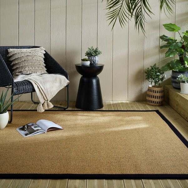 Sisal Look Outdoor Sisal Rug Outdoor Black 160x230 cm, Flair Rugs