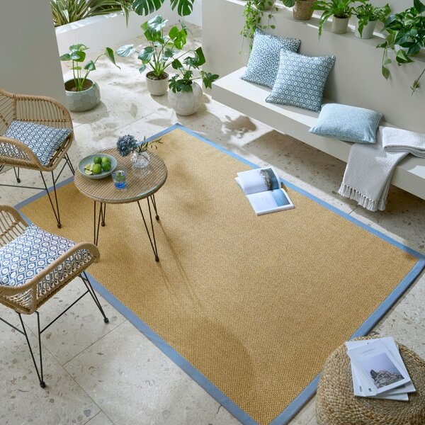 Сизалов килим за външна употреба Sisal Look Outdoor Light Blue 120x170 cm, Flair Rugs
