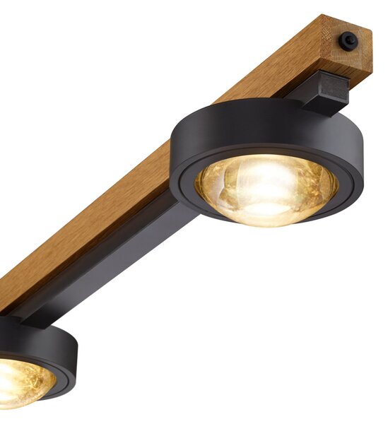 Buschwerk LED висяща лампа „Beam“ от HerzBlut, маслено дъбово дърво, CCT, с възможност за, Затъмняване, Черен, Дневна/трапезария, Метал, Модерен