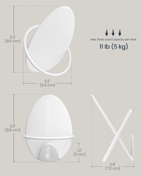 Songmics Бяло куче с кука куче 7.2x5.2x8.5 cm