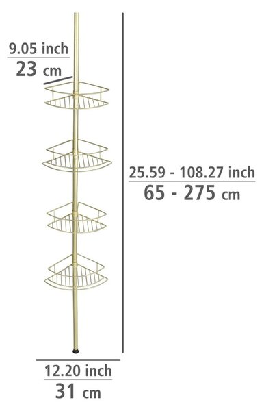 Ъглов телескопичен рафт за баня от неръждаема стомана в златисто Dolcedo - Wenko
