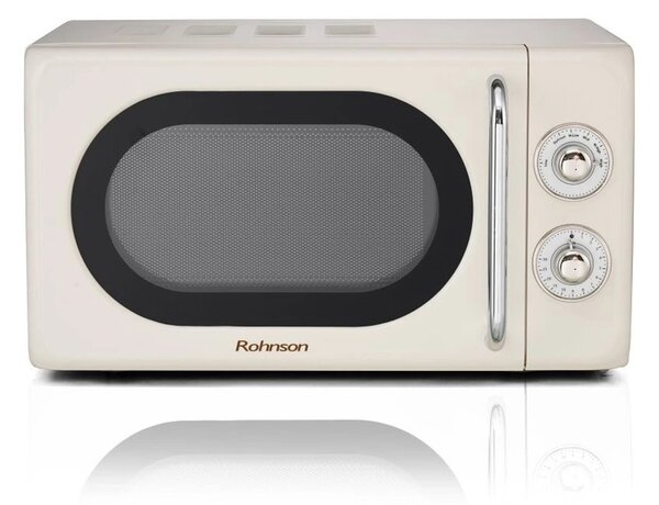 Микровълнова фурна Rohnson R-2057, механично, 700W, 20 л. обем, 6 степени на мощност, слонова кост
