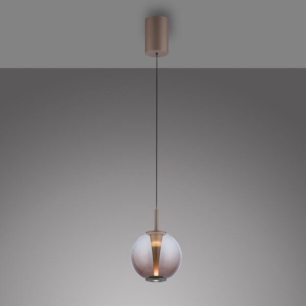 PURE LED висяща лампа Infinity, бронз/кехлибар, Ø 18 см, CCT, Затъмняване, Бронзов / античен месинг, Дневна/трапезария, Стъкло