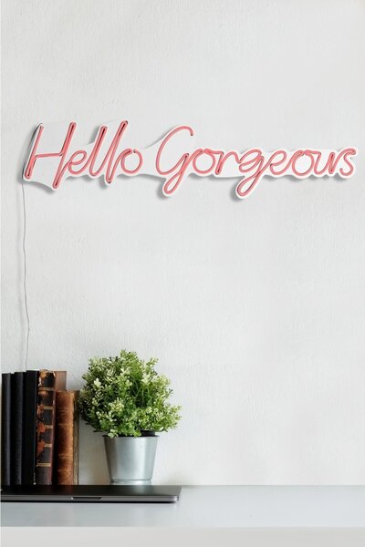 Hello Gorgeous LED декорация за стена Hello Gorgeous Pink 74x17x2 cm