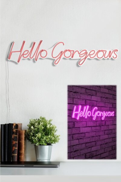 Hello Gorgeous LED декорация за стена Hello Gorgeous Pink 74x17x2 cm