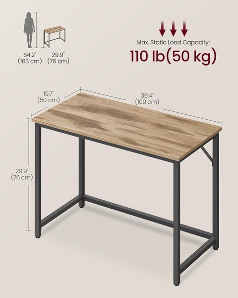 Бюро, Vasagle, кафяво, 50 x 100 x 76 см