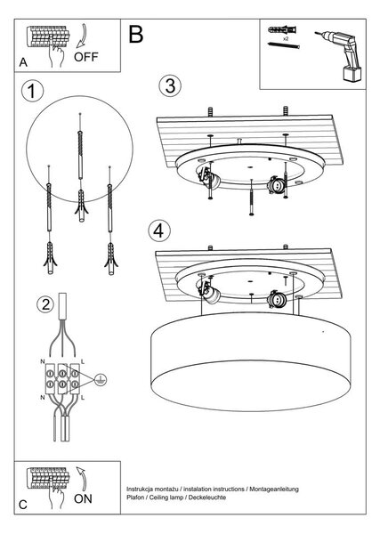 Бяла таванна светлина таван Atis - Nice Lamps