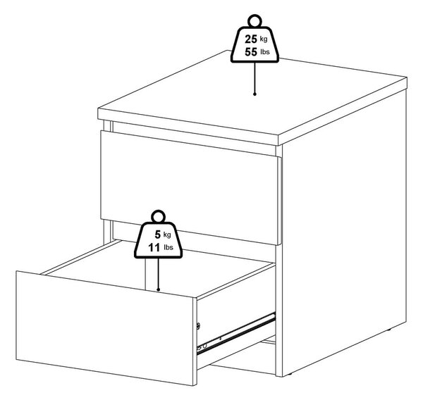 Бяло нощно шкафче Naia - Tvilum