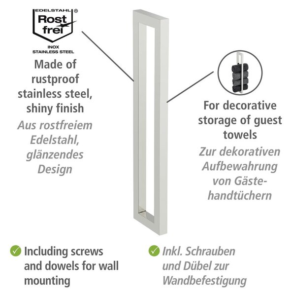 Държач за кърпи от неръждаема стомана, монтиран на стената Reitani - Wenko