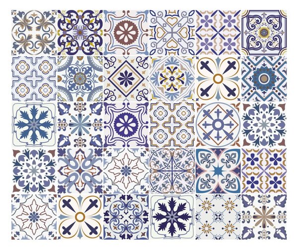 Комплект от 30 стикера за стена Tiles Azulejos , 10 x 10 cm Riviera - Ambiance