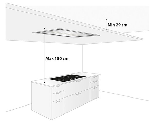 Абсорбатор за таван BARAZZA Ambient, 90х50 см, черен, инокс