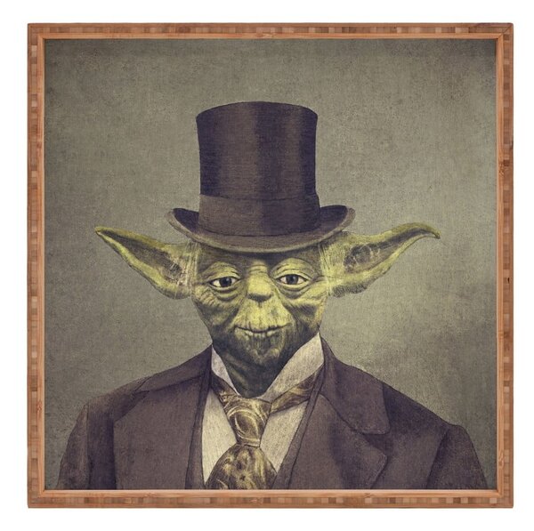 Дървен декоративен поднос за сервиране Yoda, 40 x 40 cm - Unknown