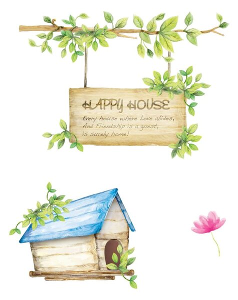 Комплект стикери за стена Happy House, 42x30 cm - Ambiance