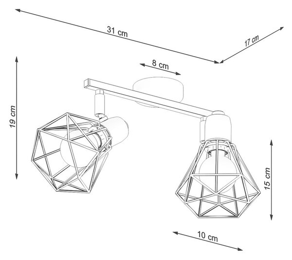 Черна лампа за таван ø 10 cm Varpu - Nice Lamps