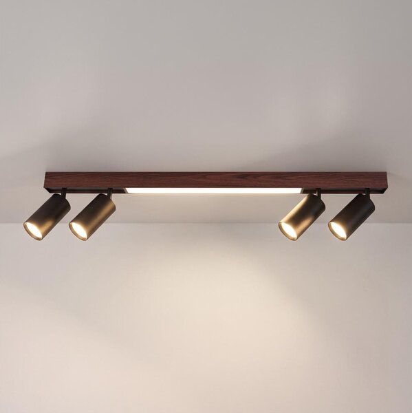 BRILAGI - LED точково осветително тяло SELE 4xGU10/30W/230V + LED/20W черно/дъбов декор