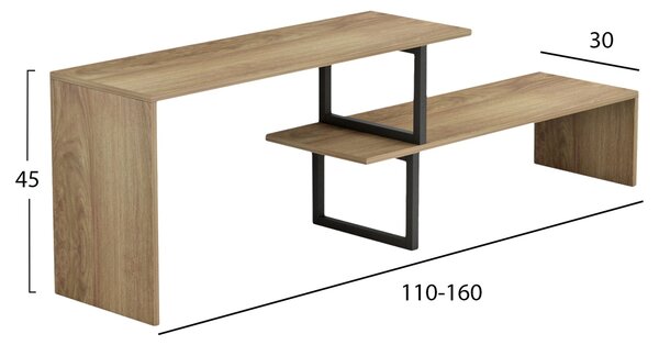 Тв шкаф BRIGGITE цвят сонама-черен 110-160x30x45
