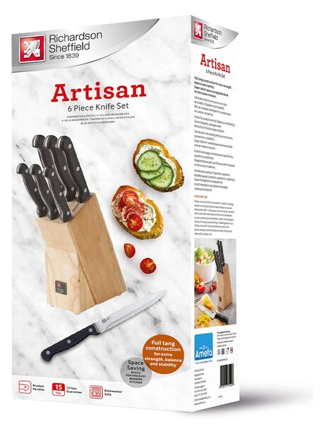 Richardson Sheffield Комплект ножове ARTISAN 6 бр. в дървен блок