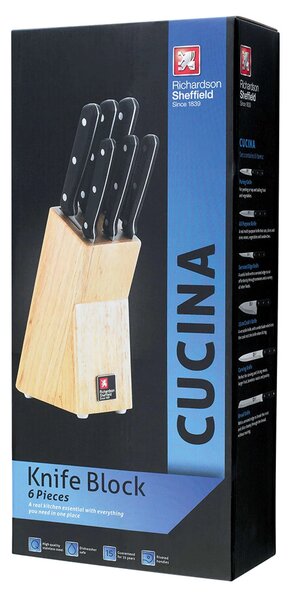 Richardson Sheffield Комплект ножове CUCINA 6 бр. в дървен блок