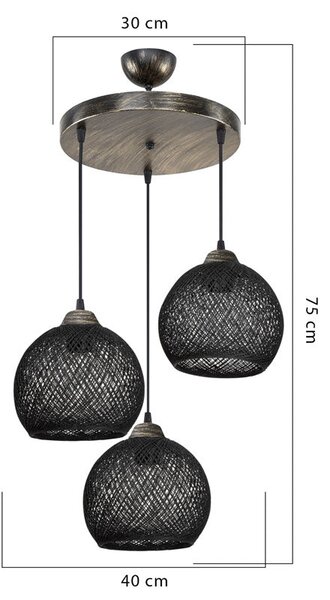 Плафон PWL-1121 Ε27 черно-бронз D40x80cm