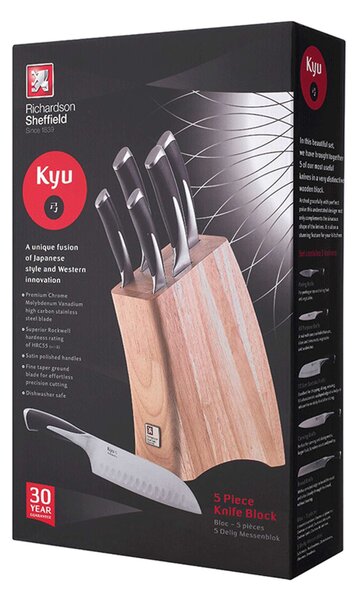 Richardson Sheffield Комплект ножове KYU 5 бр. в дървен блок