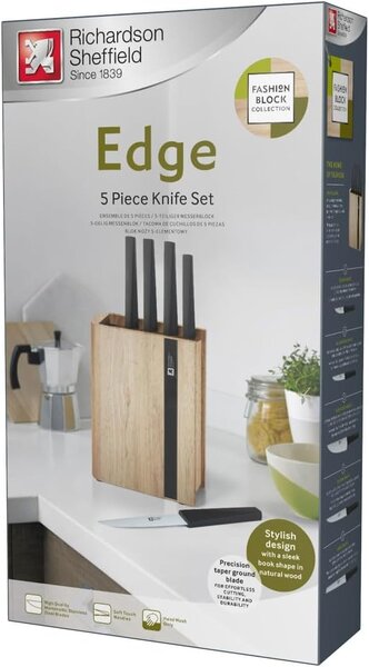 Richardson Sheffield Комплект ножове EDGE 5 бр. в дървен блок