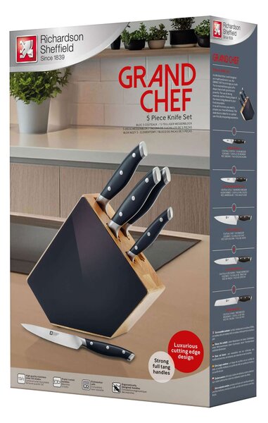 Richardson Sheffield Комплект ножове GRAND CHEF 5 бр. в дървен блок