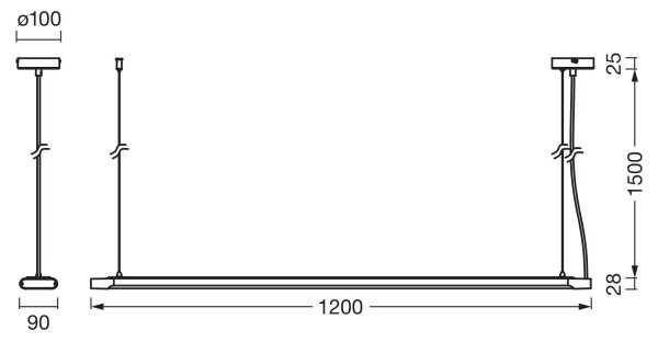 Osram-LED Димируема висяща лампа на кабел OFFICE LINE LED/40W/230V 4000K 120 cm черна